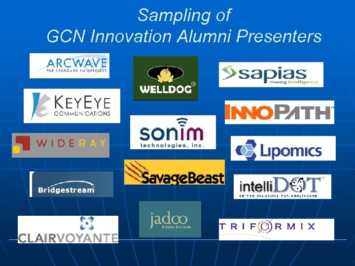 Sampling of GCN Innovation Alumni Presenters 