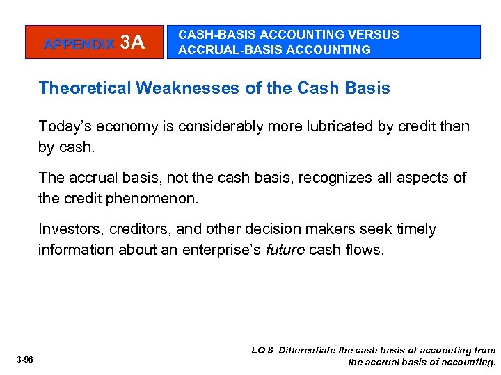 APPENDIX 3 A CASH-BASIS ACCOUNTING VERSUS ACCRUAL-BASIS ACCOUNTING Theoretical Weaknesses of the Cash Basis