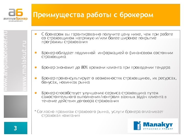 Преимущества работы с брокером www. malakut. ru С брокером вы гарантированно получите цену ниже,