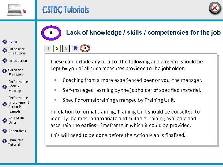 Lack of knowledge / skills / competencies for the job ii Home Purpose of