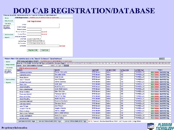 DOD CAB REGISTRATION/DATABASE Proprietary Information 