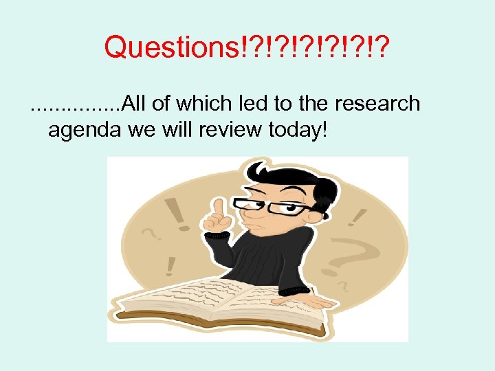Questions!? !? !? . . . . All of which led to the research