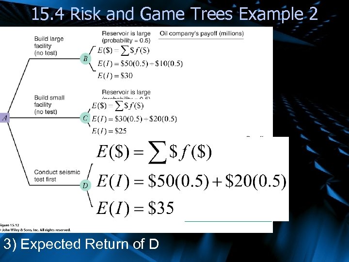 15. 4 Risk and Game Trees Example 2 3) Expected Return of D 