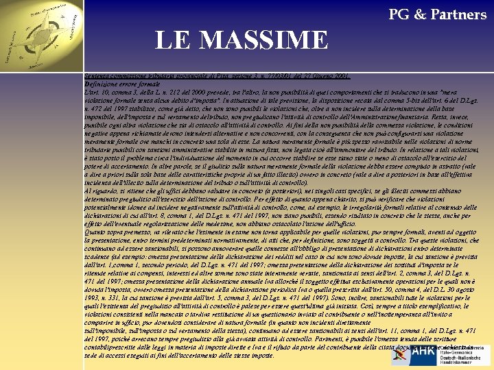 PG & Partners LE MASSIME Sentenza commissione tributaria provinciale di Pisa, sezione 3, n.