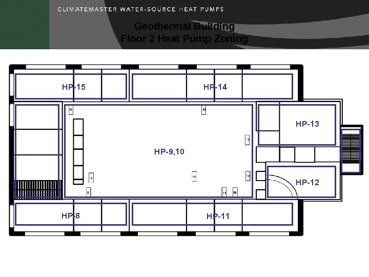 Geothermal Building Floor 2 Heat Pump Zoning HP-15 HP-14 HP-13 HP-9, 10 HP-12 HP-8