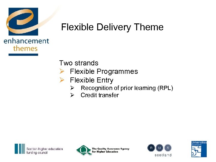 Flexible Delivery Theme Two strands Ø Flexible Programmes Ø Flexible Entry Ø Recognition of