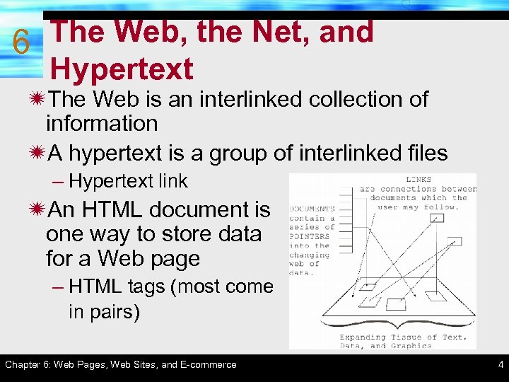 The Web, the Net, and 6 Hypertext ïThe Web is an interlinked collection of