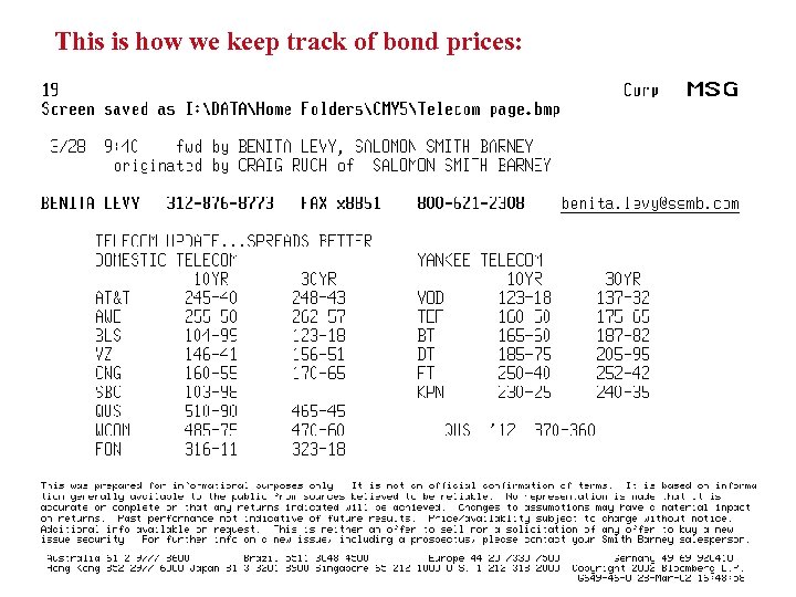 This is how we keep track of bond prices: 