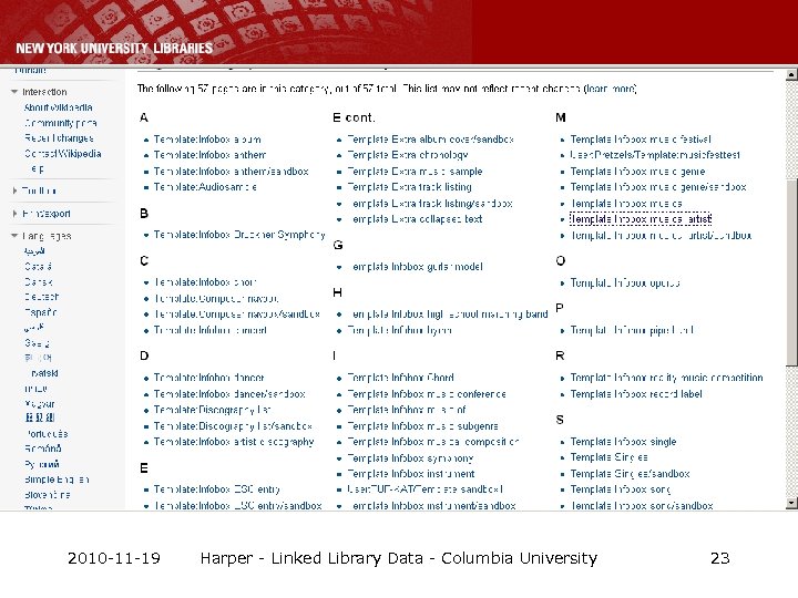 2010 -11 -19 Harper - Linked Library Data - Columbia University 23 