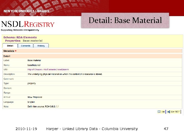 Detail: Base Material 2010 -11 -19 Harper - Linked Library Data - Columbia University