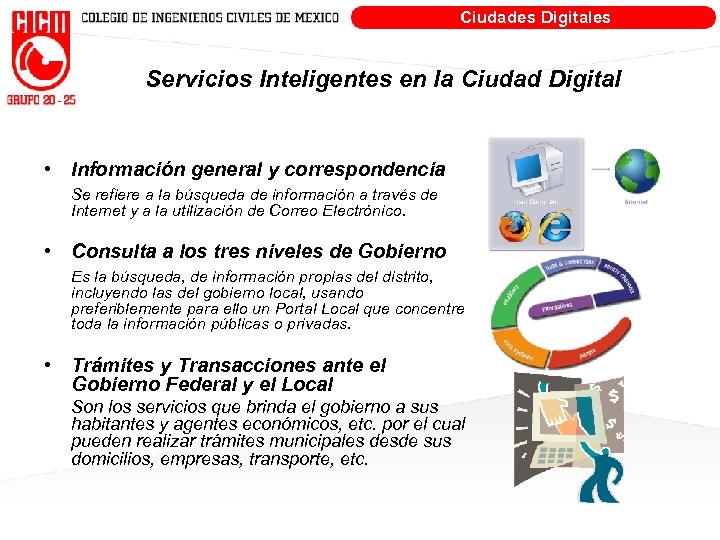 Ciudades Digitales Servicios Inteligentes en la Ciudad Digital • Información general y correspondencia Se