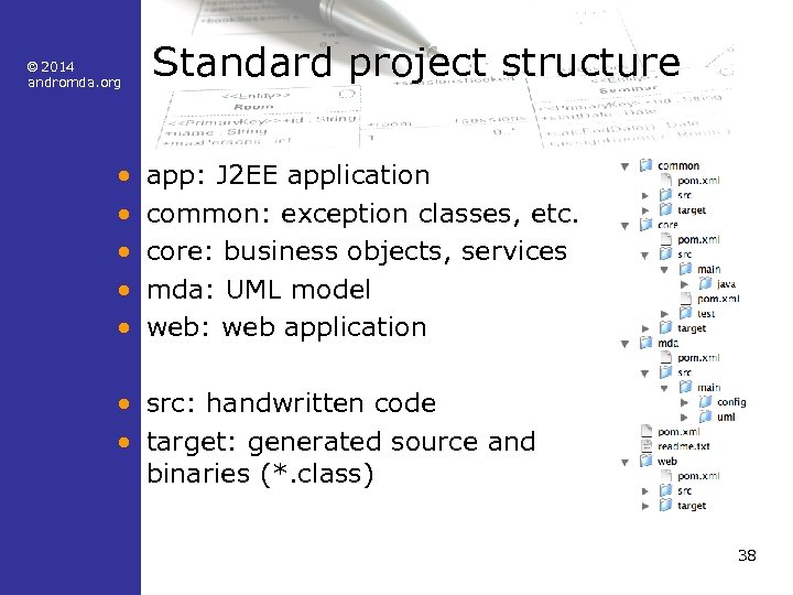 © 2014 andromda. org • • • Standard project structure app: J 2 EE