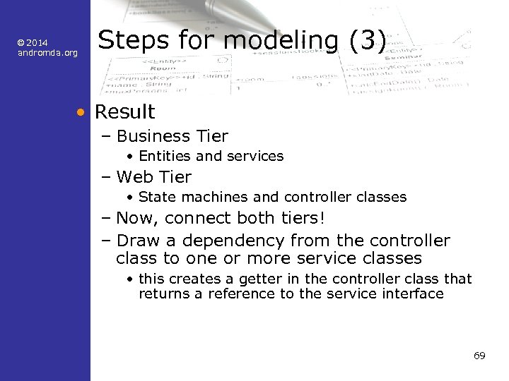 © 2014 andromda. org Steps for modeling (3) • Result – Business Tier •
