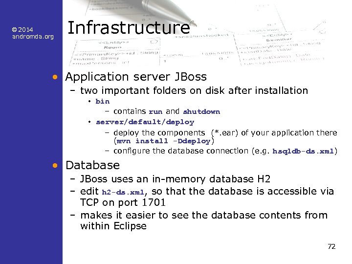 © 2014 andromda. org Infrastructure • Application server JBoss – two important folders on