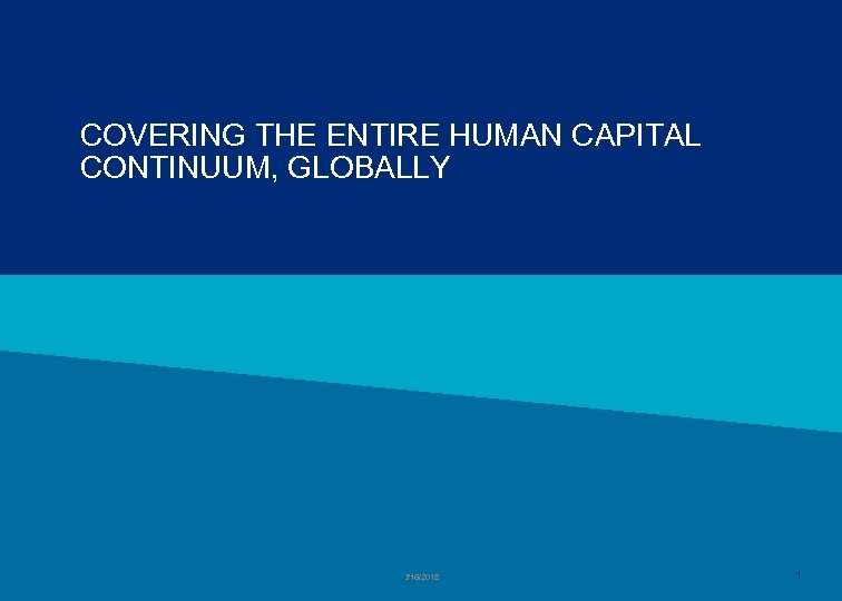 COVERING THE ENTIRE HUMAN CAPITAL CONTINUUM, GLOBALLY 3/16/2018 1 