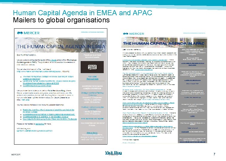 Human Capital Agenda in EMEA and APAC Mailers to global organisations MERCER Visit Blog