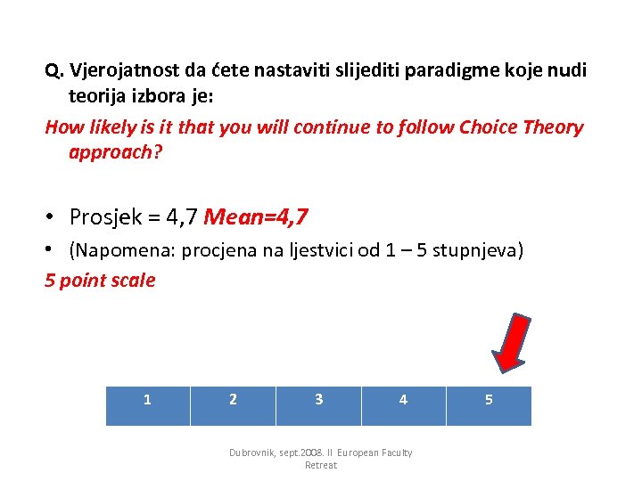 Q. Vjerojatnost da ćete nastaviti slijediti paradigme koje nudi teorija izbora je: How likely