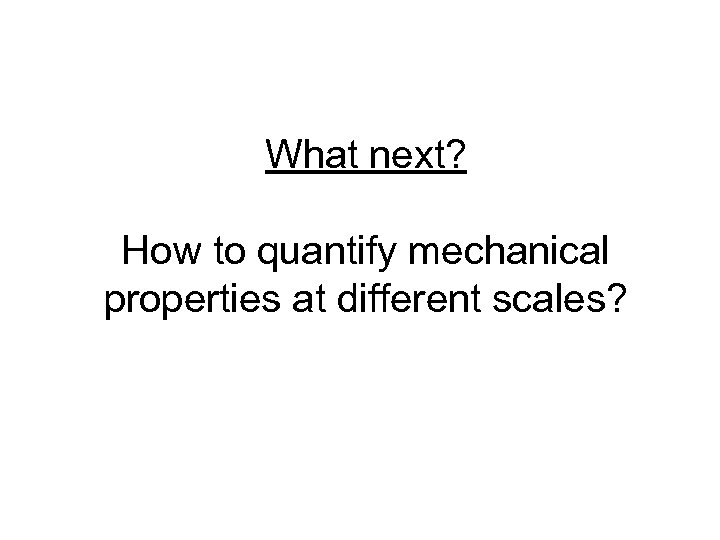 What next? How to quantify mechanical properties at different scales? 