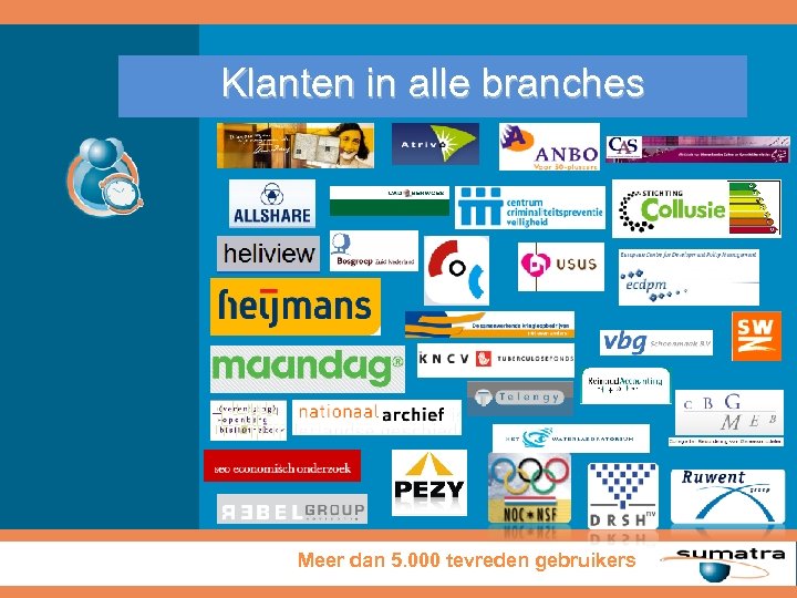 Klanten in alle branches Meer dan 5. 000 tevreden gebruikers 