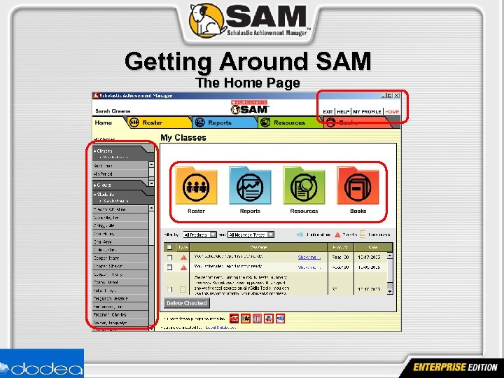 Getting Around SAM The Home Page 