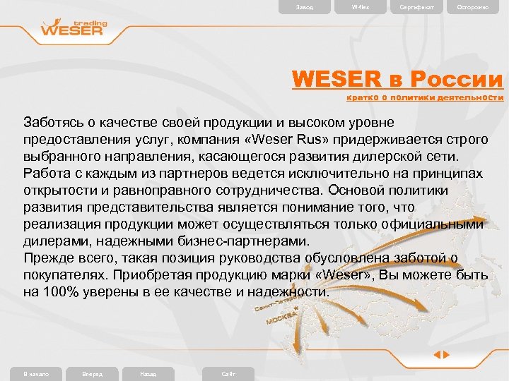 Завод W-flex Сертификат Осторожно WESER в России кратко о политики деятельности Заботясь о качестве
