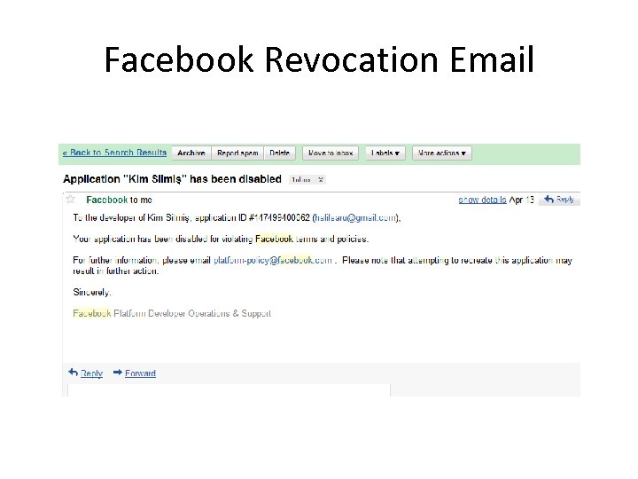 Facebook Revocation Email 