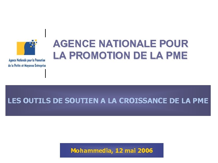 AGENCE NATIONALE POUR LA PROMOTION DE LA PME LES OUTILS DE SOUTIEN A LA