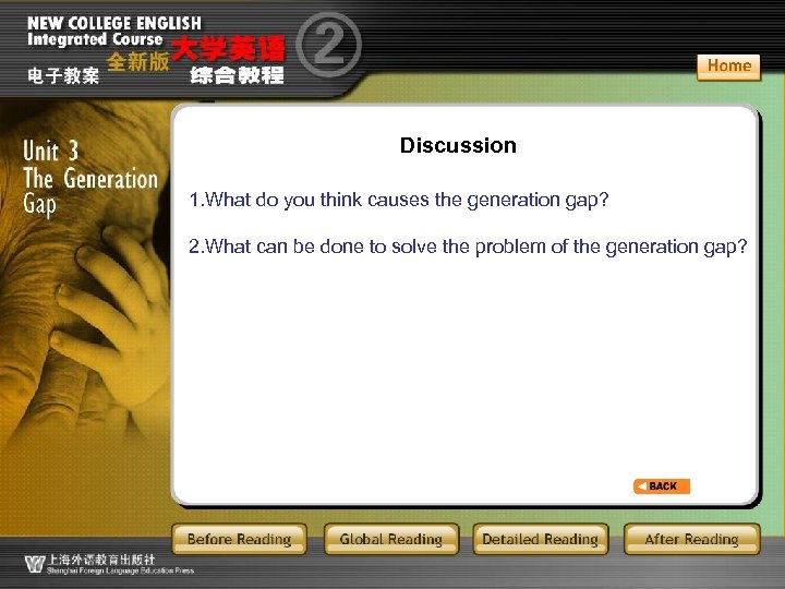 Discussion 1. What do you think causes the generation gap? 2. What can be