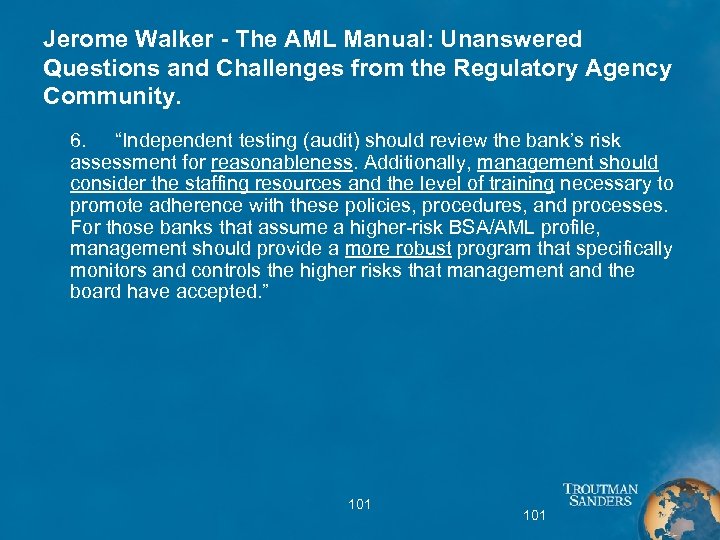 Jerome Walker - The AML Manual: Unanswered Questions and Challenges from the Regulatory Agency