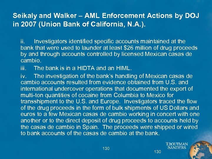 Seikaly and Walker – AML Enforcement Actions by DOJ in 2007 (Union Bank of