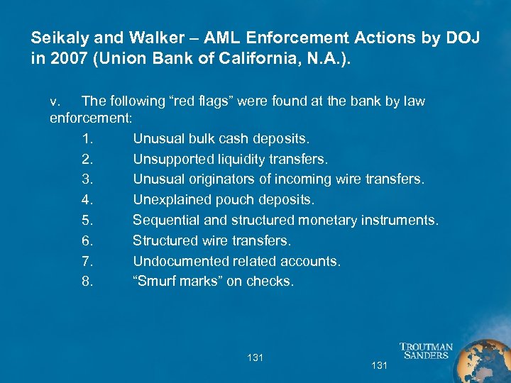 Seikaly and Walker – AML Enforcement Actions by DOJ in 2007 (Union Bank of