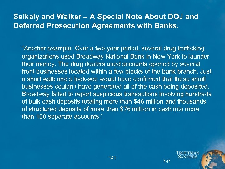 Seikaly and Walker – A Special Note About DOJ and Deferred Prosecution Agreements with