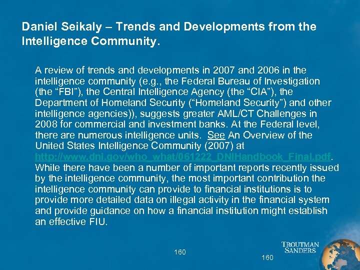 Daniel Seikaly – Trends and Developments from the Intelligence Community. A review of trends