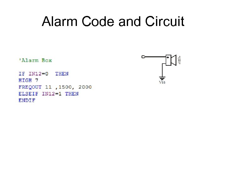 Alarm Code and Circuit 