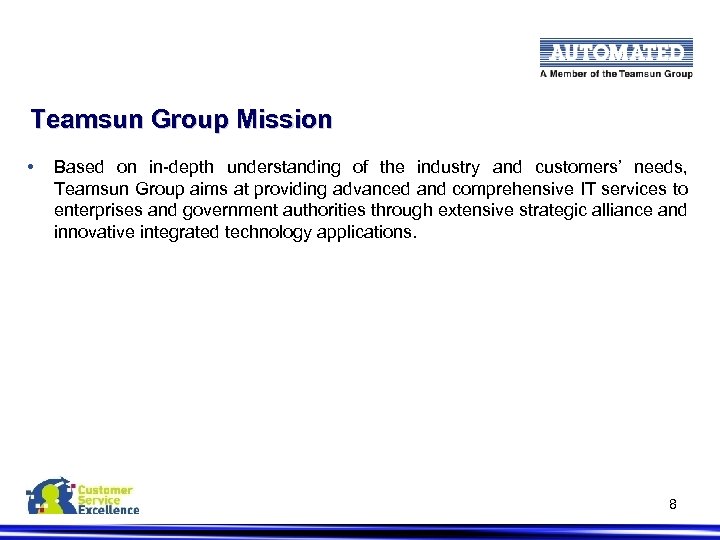 Teamsun Group Mission • Based on in-depth understanding of the industry and customers’ needs,