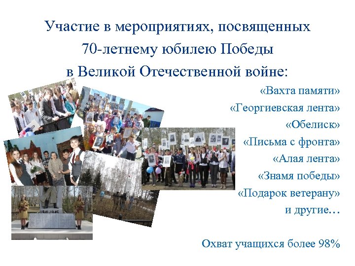 Участие в мероприятиях, посвященных 70 -летнему юбилею Победы в Великой Отечественной войне: «Вахта памяти»
