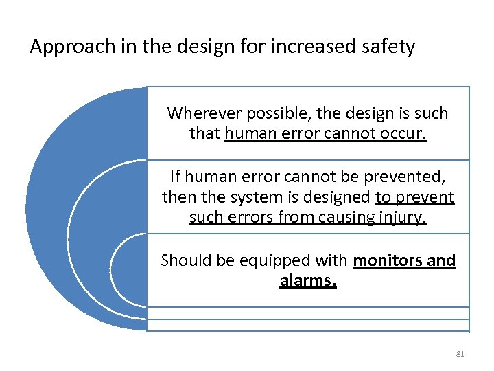Approach in the design for increased safety Wherever possible, the design is such that