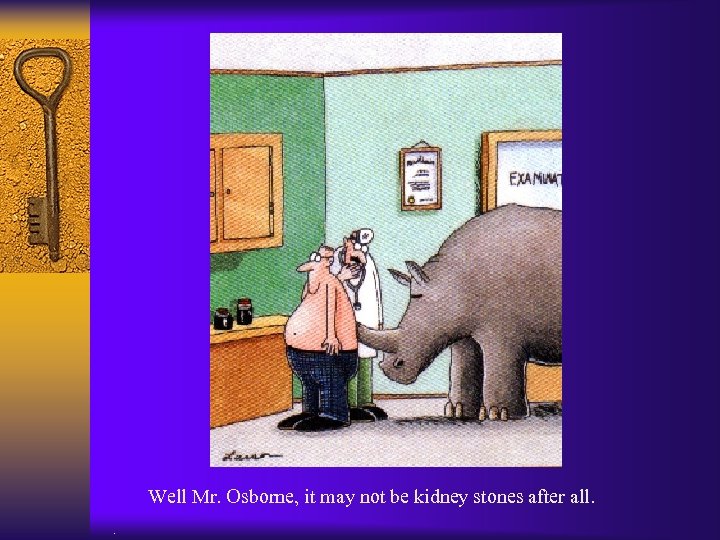 Well Mr. Osborne, it may not be kidney stones after all. . 