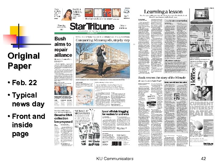 Original Paper • Feb. 22 • Typical news day • Front and inside page