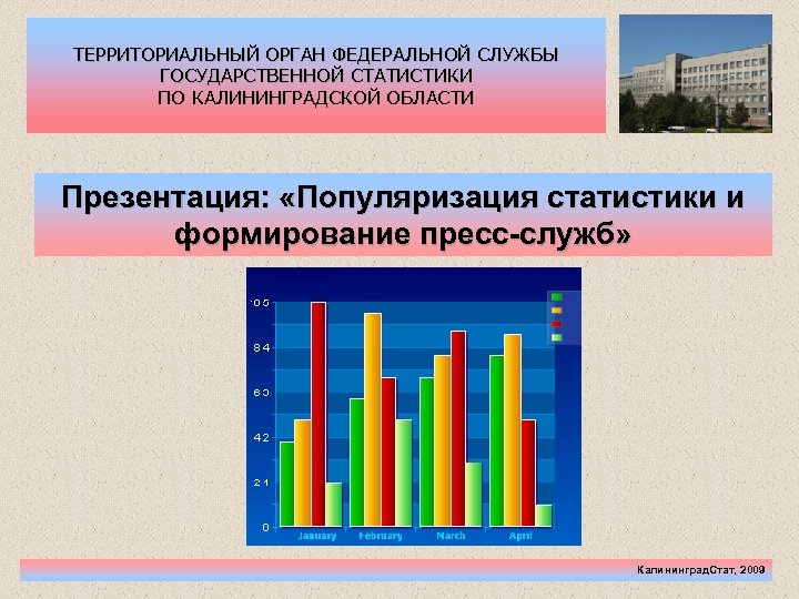 ТЕРРИТОРИАЛЬНЫЙ ОРГАН ФЕДЕРАЛЬНОЙ СЛУЖБЫ ГОСУДАРСТВЕННОЙ СТАТИСТИКИ ПО КАЛИНИНГРАДСКОЙ ОБЛАСТИ Презентация: «Популяризация статистики и формирование