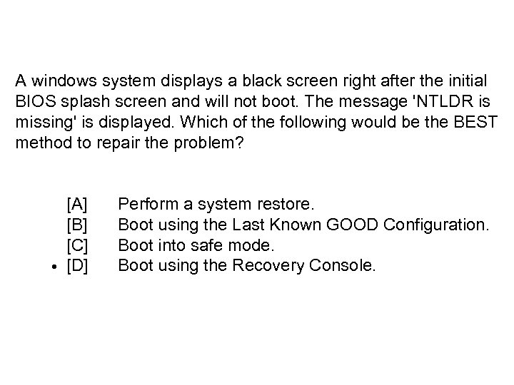 A windows system displays a black screen right after the initial BIOS splash screen