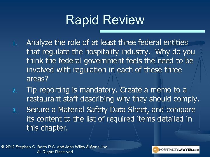 Rapid Review 1. 2. 3. Analyze the role of at least three federal entities