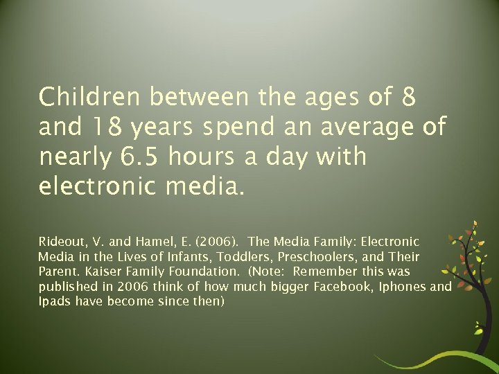 Children between the ages of 8 and 18 years spend an average of nearly