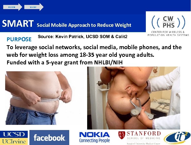 mobile social SMART Social Mobile Approach to Reduce Weight Source: Kevin Patrick, UCSD SOM