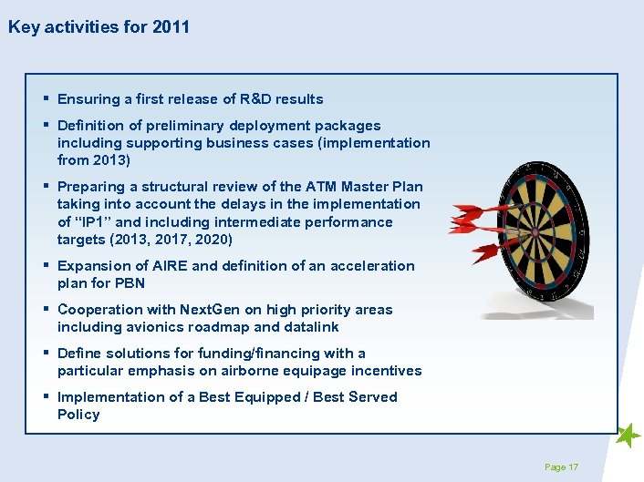 Key activities for 2011 ▪ ▪ Ensuring a first release of R&D results ▪