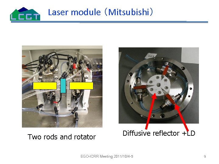 Laser module （Mitsubishi） Two rods and rotator Diffusive reflector +LD EGO-ICRR Meeting 2011/10/4 -5
