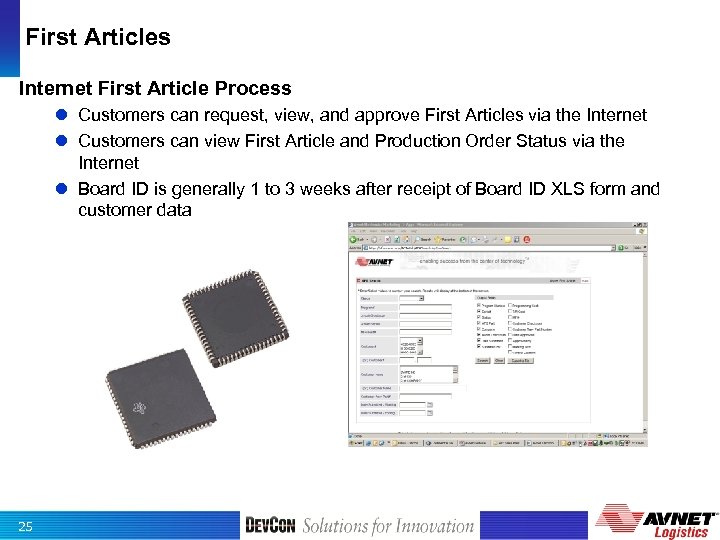 First Articles Internet First Article Process Customers can request, view, and approve First Articles