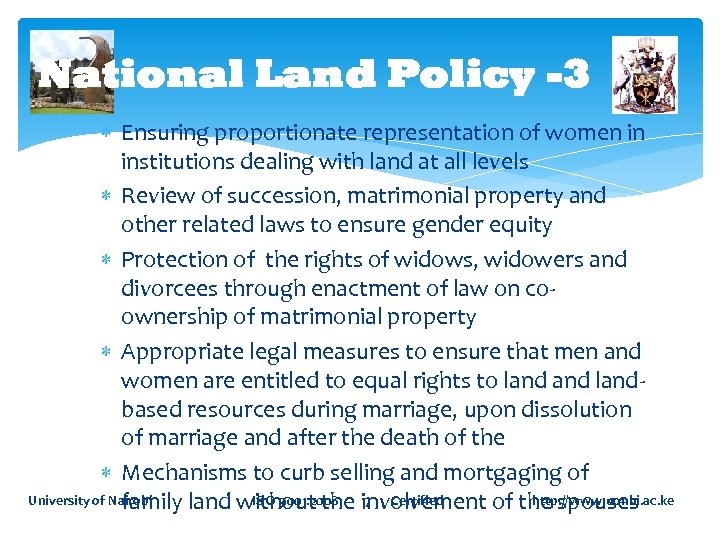National Land Policy -3 Ensuring proportionate representation of women in institutions dealing with land