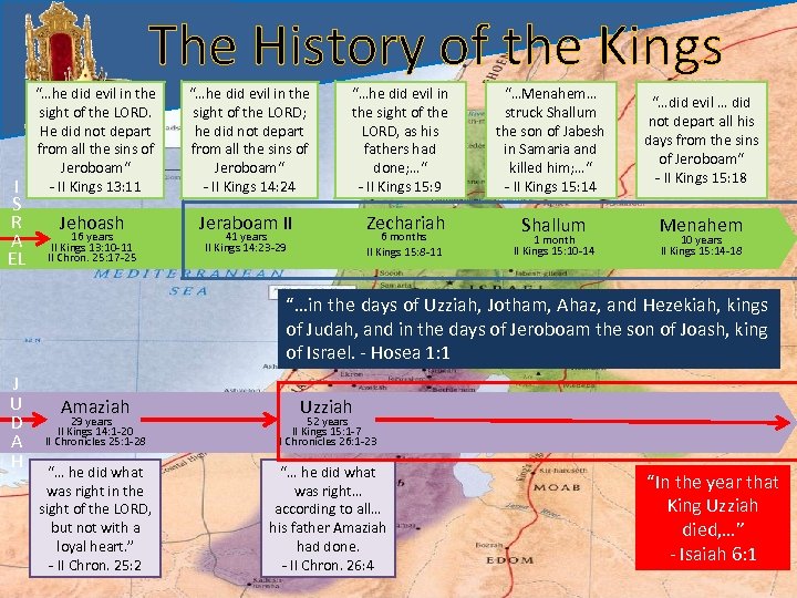 The History of the Kings I S R A EL “…he did evil in