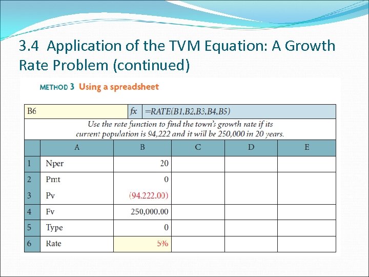 3. 4 Application of the TVM Equation: A Growth Rate Problem (continued) 